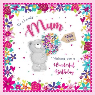 Regal - Birthday Mum Teddy With Flowers - Box card - C80418