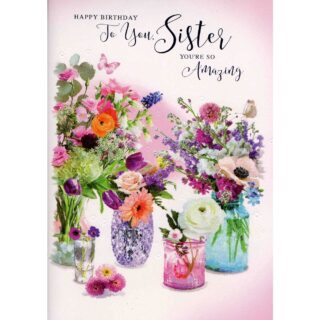 Simon Elvin - Birthday Sister Flowers - Code 75 - 6pk - SE29865