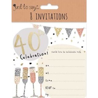 Tallon – Invitation 40th Birthday – 8pk – 4721