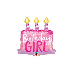Qualatex 14" Birthday Girl Cake Pink Mini - 25075