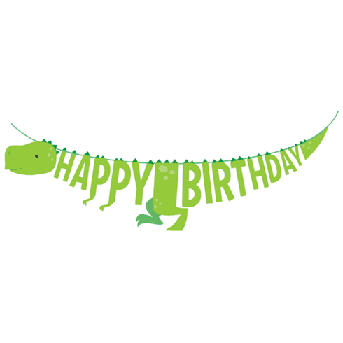 Dino Party Boy Shaped Ribbon Banner - 346442