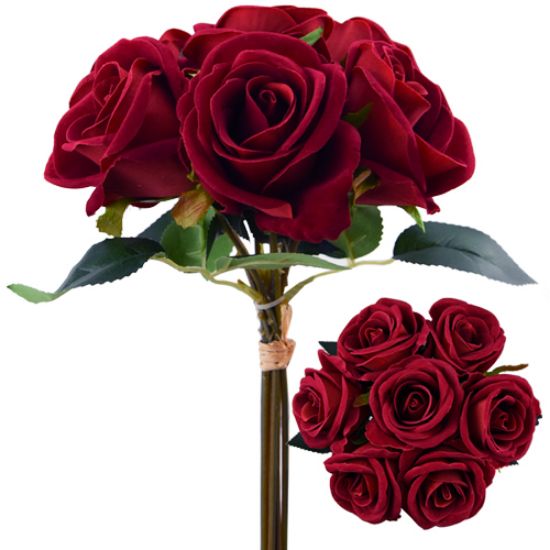 26cm LRG VELVET TOUCH OPEN ROSE BUNDLE (BUNDLE 7) RED - 864670