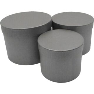 SET OF 3 ROUND FLOWER / HAT BOXES GREY - 005069
