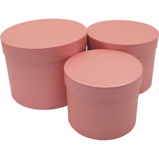 SET OF 3 ROUND FLOWER BOXES PINK FS - 005144