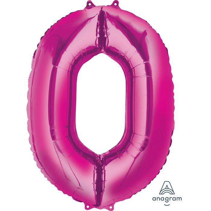 Anagram - Number 0 Pink SuperShape Foil Balloons 34" - 2827201