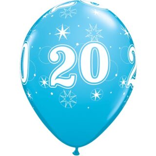 Qualatex – 20th Birthday Robin Egg Blue Diamond Latex Balloon – 25ct – 44918