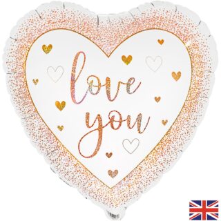 Oaktree 18inch Love You Hearts Rose Gold Holographic - 229943