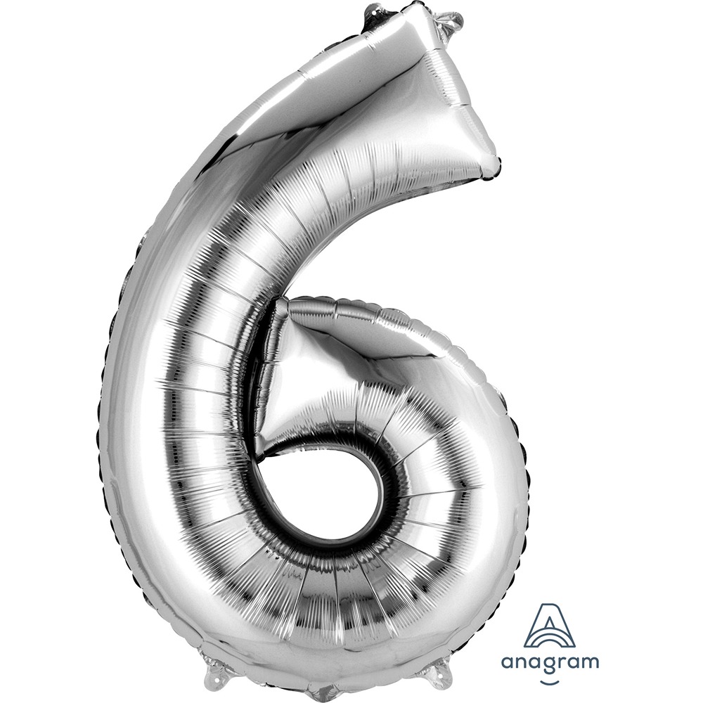 Anagram - Number 6 Silver SuperShape Foil Balloons - 34" - 2798701