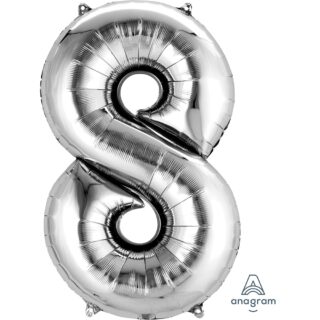 Anagram - Number 8 Silver SuperShape Foil balloons - 34