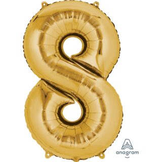 Anagram - Number 8 Gold SuperShape Foil Balloons - 34