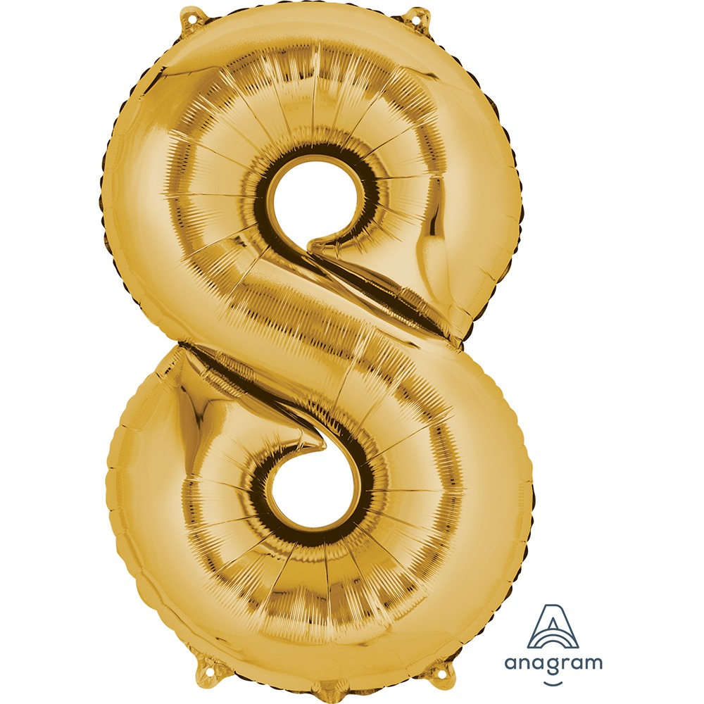 Anagram - Number 8 Gold SuperShape Foil Balloons - 34" - 2825801