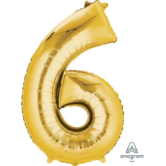 Anagram - Number 6 Gold SuperShape Foil Balloons - 34" - 2825401