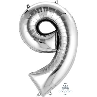 Anagram - Number 9 Silver SuperShape Foil balloons - 34