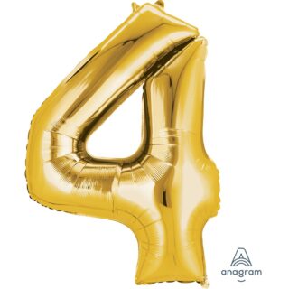Anagram - Number 4 Gold SuperShape Foil Balloons - 34