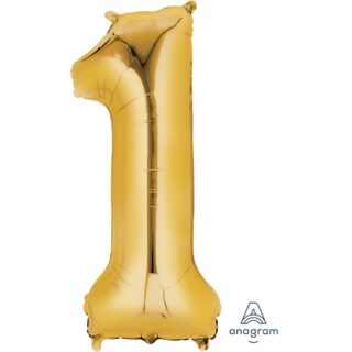 Anagram - Number 1 Gold SuperShape Foil Balloons - 34