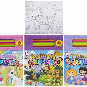 Girls Colouring Pad Set With 6 Pencils - 389101