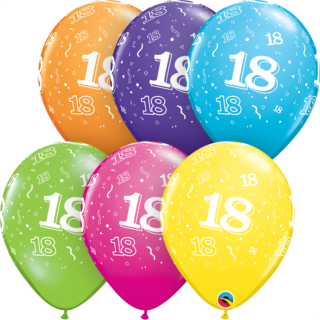 Qualatex – 18th Birthday Tropical Assorted Latex Balloon – 25ct – 45375