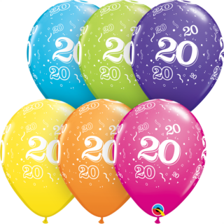 Qualatex – 20th Birthday Tropical Assorted Latex Balloon – 25ct – 45452