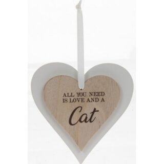 Love And A Cat Sentiments Heart Hanger