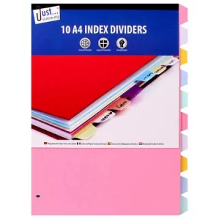 10 A4 Index Dividers, Assorted Colours, Paper - 4051/48