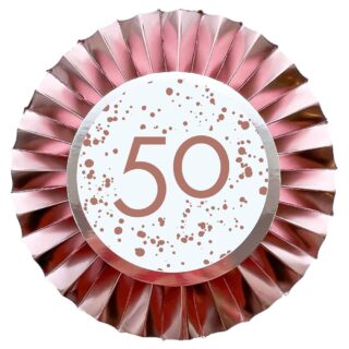50th Birthday Rose Gold Badges 12 cm