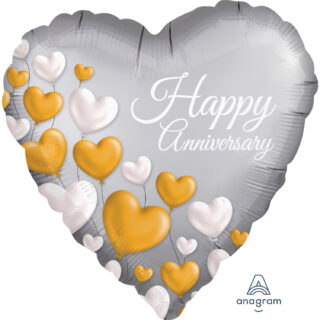 Anagram Anniversary Platinum Hearts Satin Standard XL Foil Balloons S40