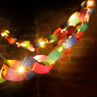 2.2M DIY PATTERNED PAPER CHAIN WITH 20 WARM WHITE LED FLEXI - 1023028