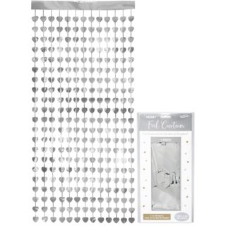 Oaktree Heart Foil Door Curtain 0.90m x 2.50m Metallic Silver - 667600