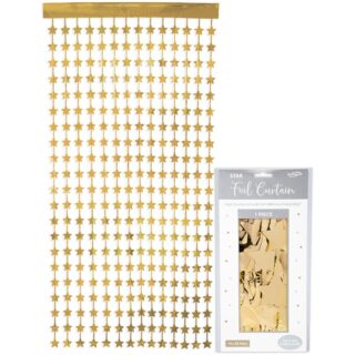 Oaktree Star Foil Door Curtain 1m x 2m Metallic Gold - 667709