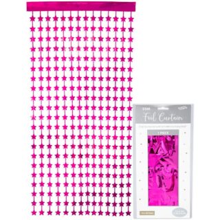 Oaktree Star Foil Door Curtain 1m x 2m Metallic Fuchsia - 667747