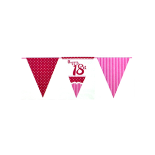 Perfectly Pink 18th Birthday Paper Flag Bunting - M106