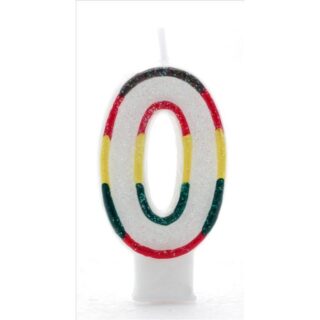 0 Multi Coloured Number Candle Pack of 6 (1/48)