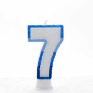 7 Blue Coloured Number Candle Pack of 6