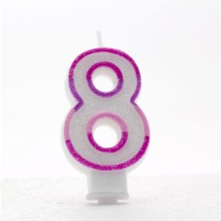 8 Pink Coloured Number Candle Pack of 6