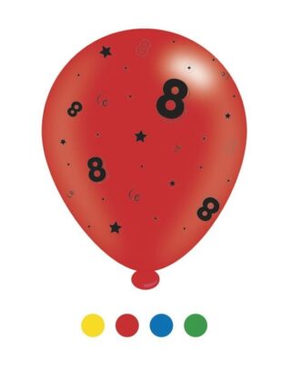 Age 8 Unisex Birthday Latex Balloons x 6 pks of 8 balloons