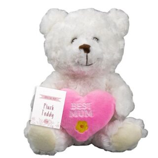 BEST MUM - WHITE PINK HEART - Plush Teddy 20cm-4981/08j