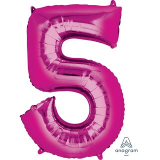 Anagram - Number 5 Pink SuperShape Foil Balloons - 34