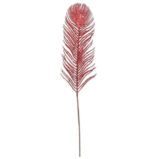 Glitter Feather Stem Red - XMA6591