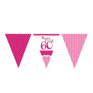 Perfectly Pink 60th Birthday Paper Flag Bunting - M111