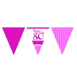 Perfectly Pink 80th Birthday Paper Flag Bunting - M113