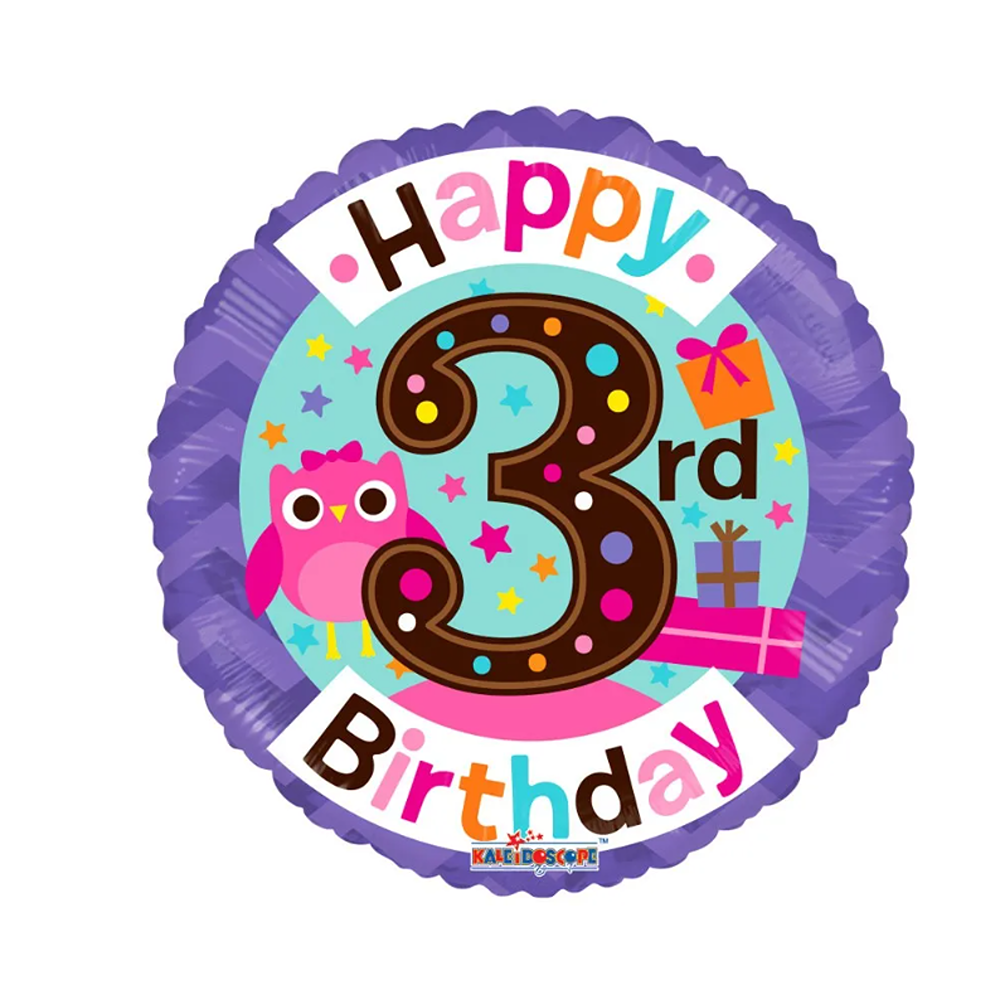 Apac - 3rd Birthday Girl Balloon -18" - 19900-18