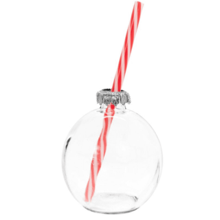 BAUBLE DRINKING GLASS WITH STRAW - LP51350