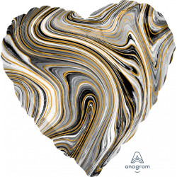Anagram 18″ S15 Black Marblez Heart Flat -