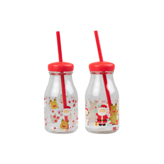 Kids Plastic Milk Jar & Straw - XMA-5704/OB