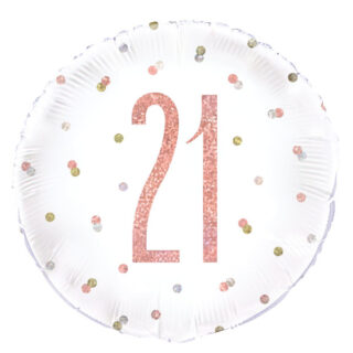 Birthday Rose Gold Glitz Number 21 Round Foil Balloon - 18