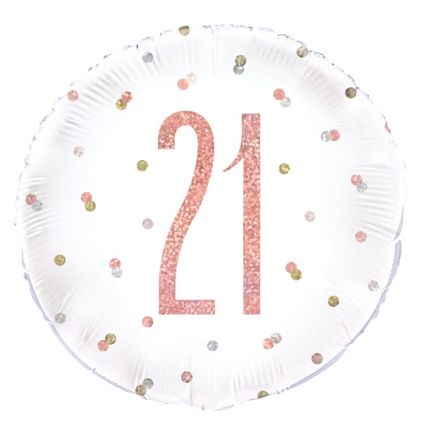 Unique - Birthday Rose Gold Glitz Number 21 Round Foil Balloon - 18" - Packaged - 84901*