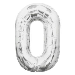 Unique 34" Silver Number 0 Shaped Foil Balloon  - 538200 *