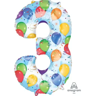 Anagram - Number 3 - Balloons & Streamers Balloon - 34