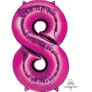 Anagram Number - 8 Pink SuperShape Foil Balloons - 34