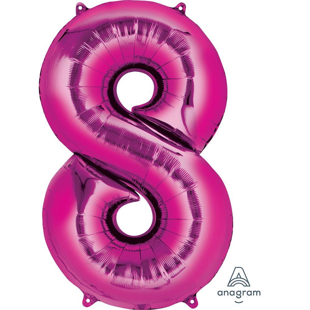 Anagram Number - 8 Pink SuperShape Foil Balloons - 34" - 2829601